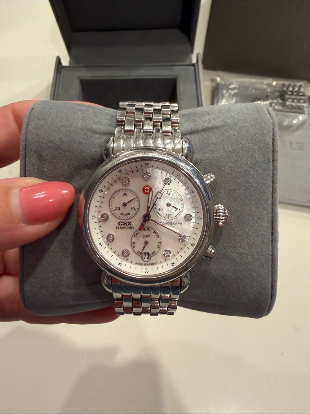 Michele CSX Silver Chronograph with Diamond - Picture 2 of 12